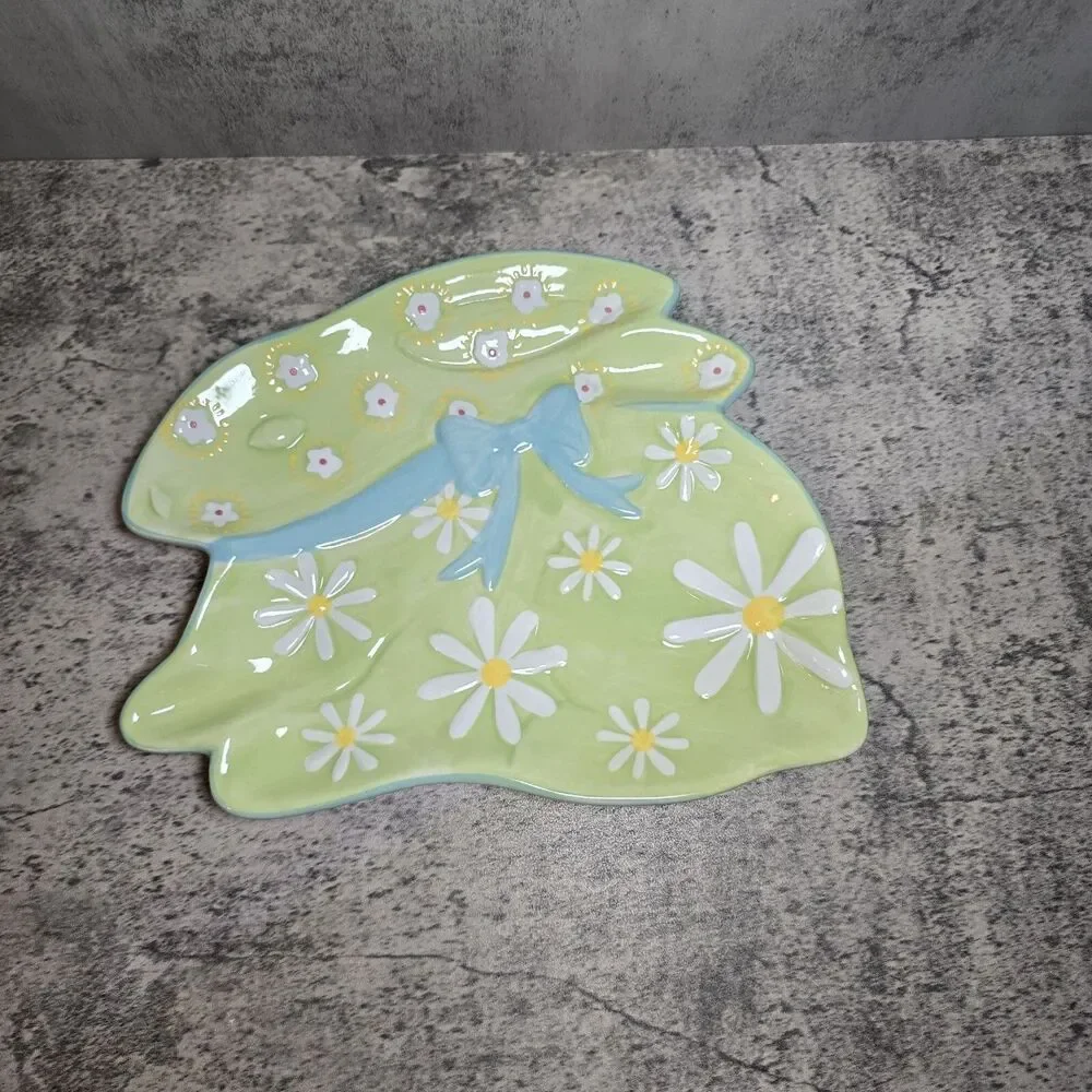 Pier 1 Imports Easter Bunny Dessert Plate Hand Painted Spring Summer Rare Rabbit